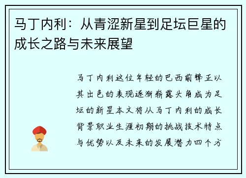 马丁内利：从青涩新星到足坛巨星的成长之路与未来展望